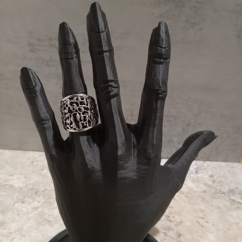 Bold Silver Tone Textured Ring